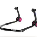Béquille arrière BIHR Home Track supports en &quot;V&quot; noir mat roues rose