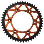 Couronne PBR Twin Color orange/noir 48 dents alu ultra-light anti-boue anodisé dur pas 520 type 899