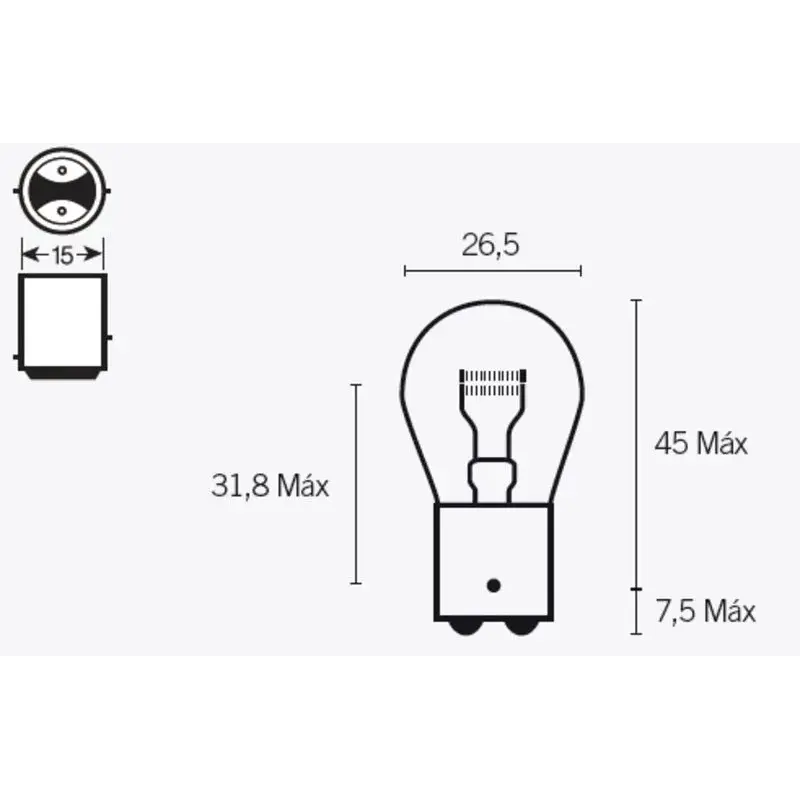 Ampoule V PARTS S25 12V/21/5W culot BAY15D 10pièces