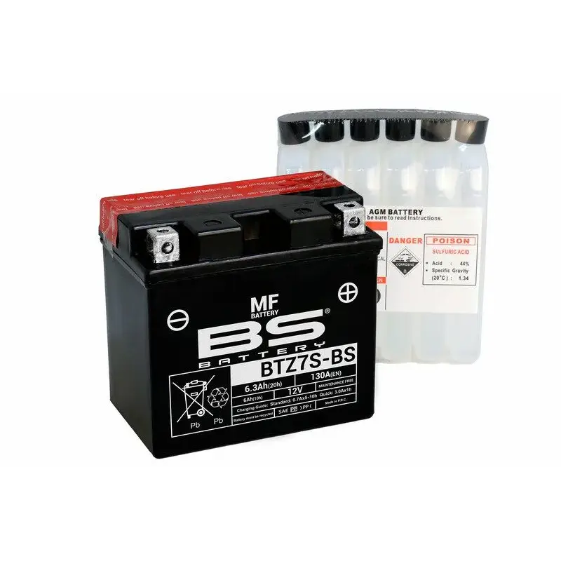 Batterie BS BATTERY BTZ7S-BS sans entretien livrée avec pack acide