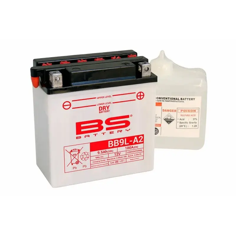 Batterie BS BATTERY BB9L-A2 haute performance livrée avec pack acide