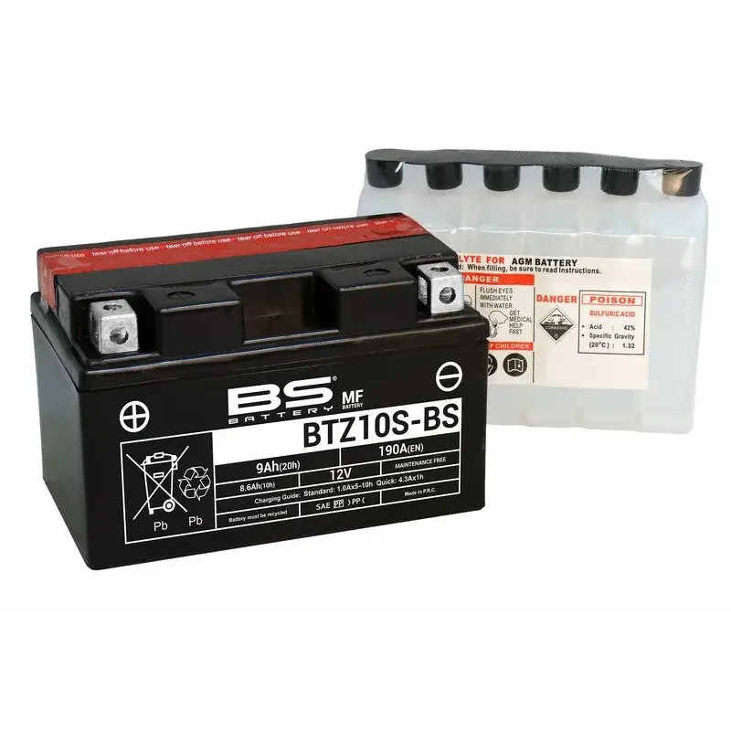 Batterie BS BATTERY BTZ10S-BS sans entretien livrée avec pack acide
