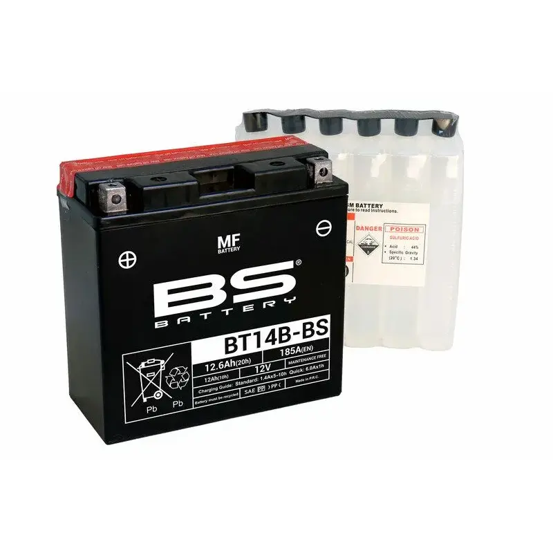 Batterie BS BATTERY BT14B-BS sans entretien livrée avec pack acide