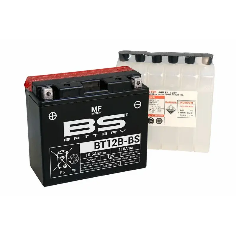 Batterie BS BATTERY BT12B-BS sans entretien livrée avec pack acide