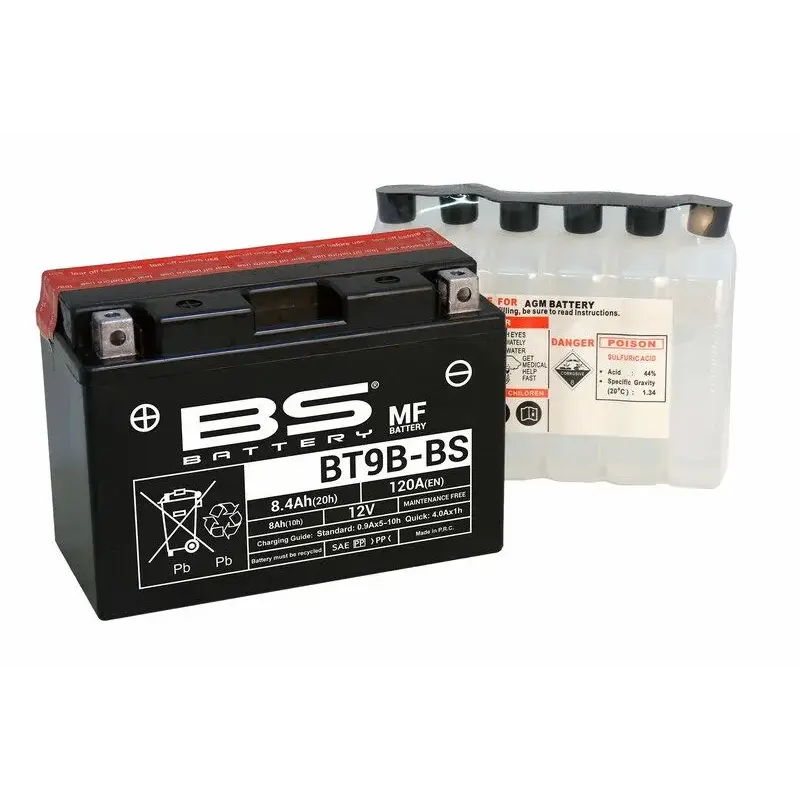 Batterie BS BATTERY BT9B-BS sans entretien livrée avec pack acide