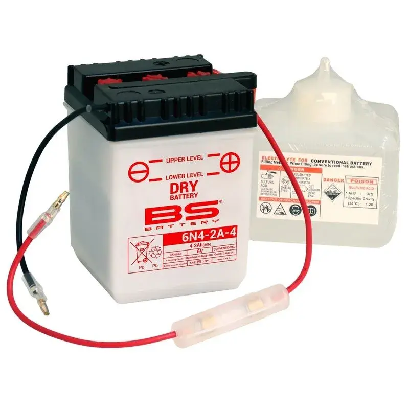 Batterie BS BATTERY 6N4-2A-4 conventionnelle livrée avec pack acide