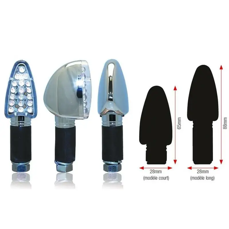 Clignotants BIHR Triangle LED court chrome universel