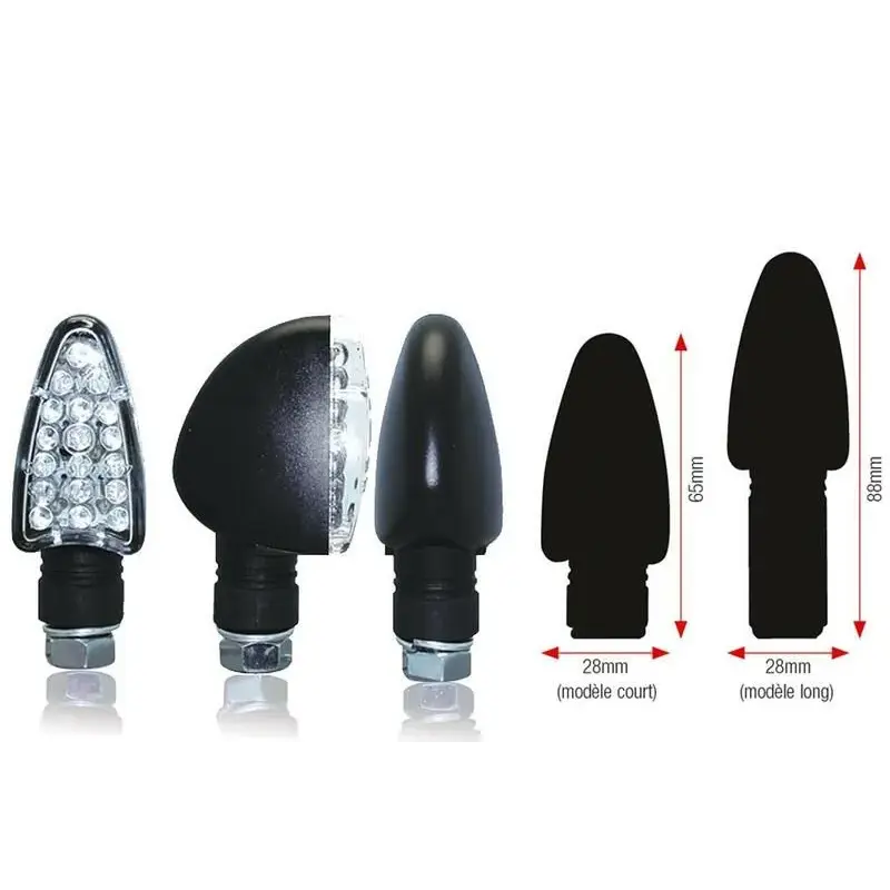 Clignotants BIHR Triangle LED long noir universel
