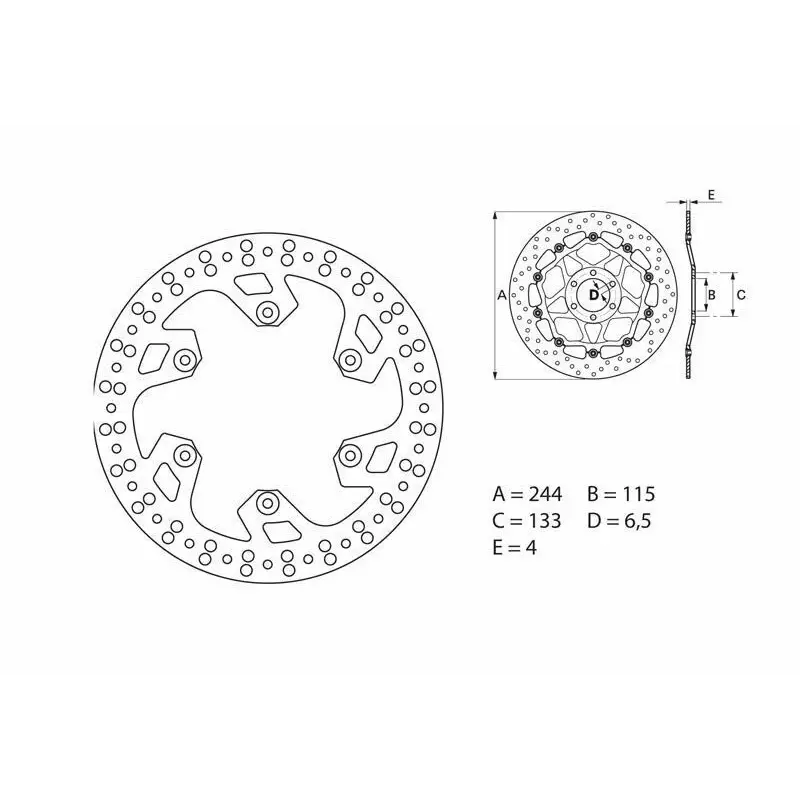 Disque de frein arrière Brembo Serie ORO rond fixe