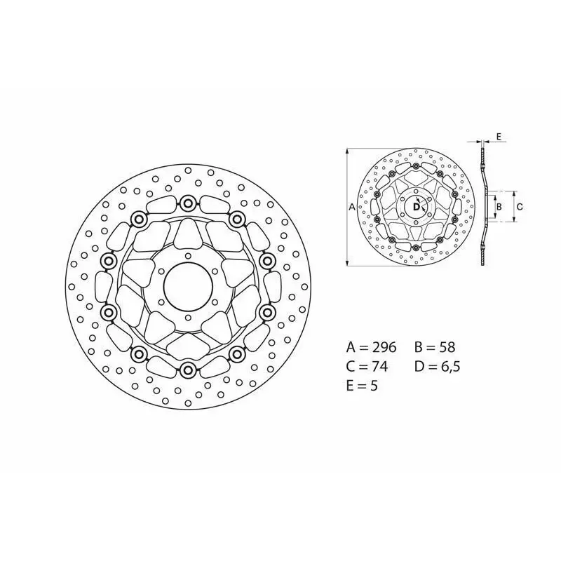 Disque de frein avant Brembo Serie ORO rond flottant Honda CB600F HORNET