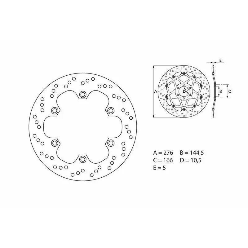 Disque de frein avant Brembo Serie ORO rond fixe Honda XLV600