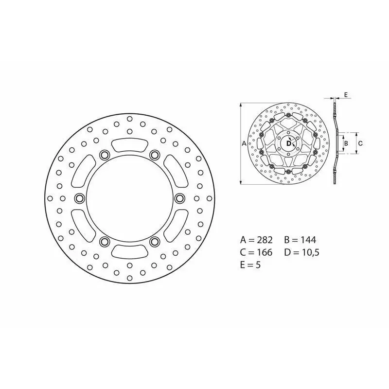 Disque de frein arrière Brembo Serie ORO rond fixe Moto Guzzi 1100 V11/SPORT