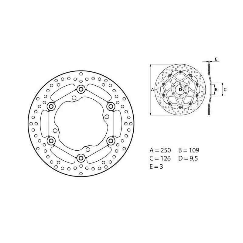 Disque de frein avant Brembo Serie ORO rond flottant Kawasaki KX125/250