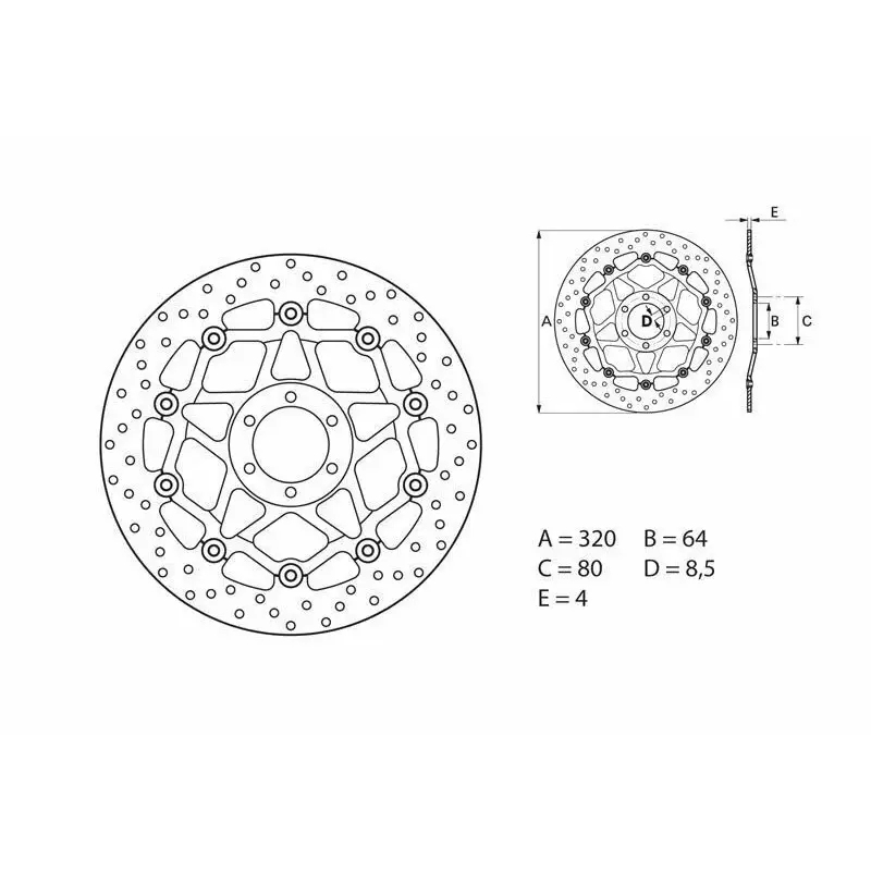 Disque de frein avant Brembo Serie ORO rond flottant Ducati MONSTER 696