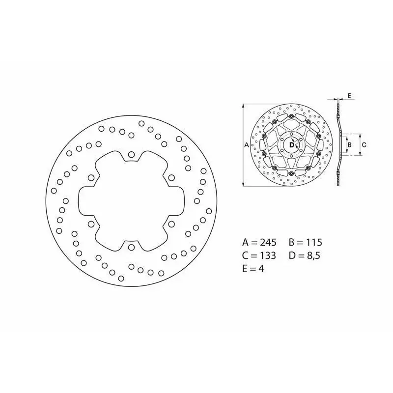 Disque de frein arrière Brembo Serie ORO rond fixe Ducati MONSTER S4