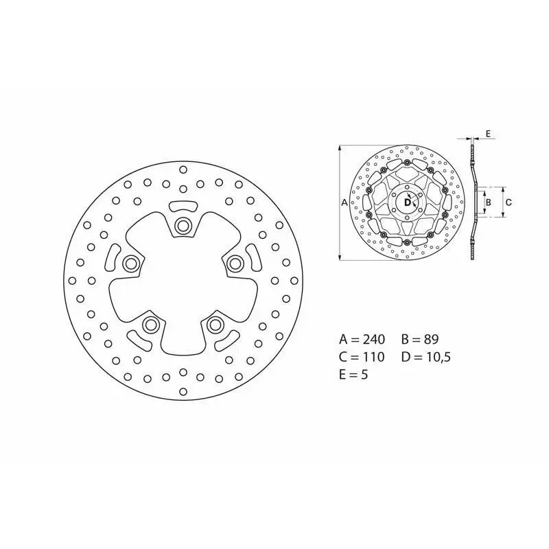 Disque de frein arrière Brembo Serie ORO rond fixe Suzuki GSF600 BANDIT