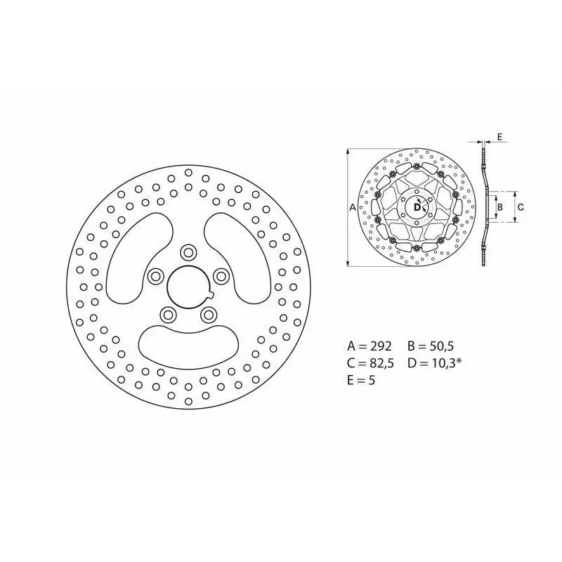 Disque de frein arrière Brembo Serie ORO rond fixe Harley-Davidson 883 XLH