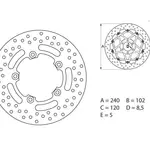 Disque de frein arrière BREMBO Serie Oro rond fixe type 68.B407.60 Aprilia