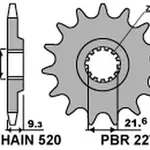 Pignon PBR 15 dents acier pas 520 type 2273