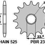 Pignon PBR 16 dents acier pas 525 type 2332