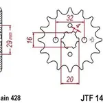 Pignon JT SPROCKETS 14 dents acier standard pas 428 type 1425