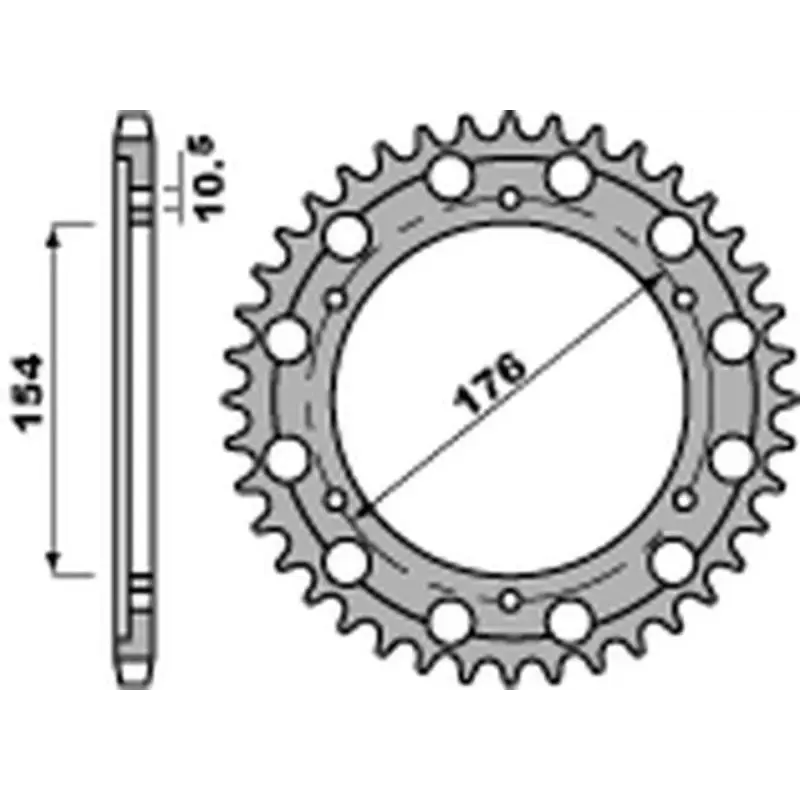 Couronne PBR 45 dents acier standard pas 525 type 4679
