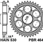 Couronne PBR 42 dents acier standard pas 530 type 4643