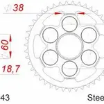 Couronne AFAM 43 dents acier standard pas 520 type 50806