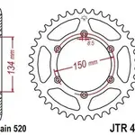 Couronne JT SPROCKETS 50 dents acier standard pas 520 type 460