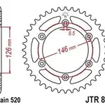 Couronne JT SPROCKETS 50 dents acier standard pas 520 type 808