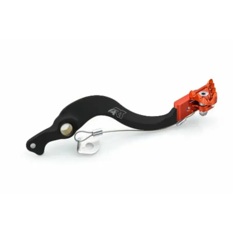 Pédale de frein ART Factory aluminium anodisé noir/embout orange KTM/Husqvarna