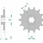 Pignon AFAM 13 dents acier type 94214 pas 520 T.M. MX 85 Big Wheel