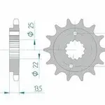 Pignon AFAM 16 dents acier type 20507 pas 525 HONDA VT 600 C Shadow Custom