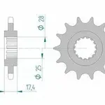 Pignon AFAM 17 dents acier type 91800 pas 525 VOXAN 1000 Black Magic
