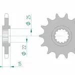 Pignon AFAM 16 dents acier type 24506 pas 525 KAWASAKI ZX 6 R