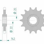 Pignon AFAM 15 dents acier type 24602 pas 525 KAWASAKI ZR 750 Zephyr