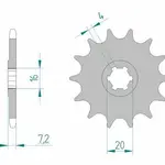 Pignon AFAM 10 dents acier type 22104 pas 520 KAWASAKI KFX 80