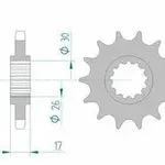 Pignon AFAM 15 dents acier type 20603 pas 530 HONDA VF 750 C