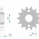 Pignon AFAM 15 dents acier type 24801 pas 630 KAWASAKI Z 1000