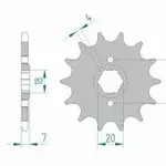 Pignon AFAM 12 dents acier type 20203 pas 520 HONDA MTX 125 R