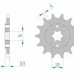 Pignon AFAM 12 dents acier type 21300 pas 520 HYOSUNG GT 250 Comet