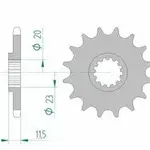 Pignon AFAM 14 dents acier type 22201 pas 428 SUZUKI DR 125 S