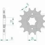 Pignon AFAM 15 dents acier type 21502 pas 520 YAMAHA TT 350