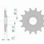 Pignon AFAM 15 dents acier type 22505 pas 520 SUZUKI GS 500