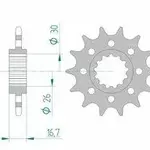 Pignon AFAM 14 dents acier type 20613 pas 520 HONDA CB 600 F Hornet