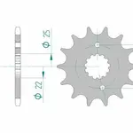 Pignon AFAM 13 dents acier type 22304 pas 520 SUZUKI RG 250 F
