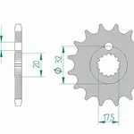 Pignon AFAM 16 dents acier type 85200 pas 428 MZ/MUZ RT 125