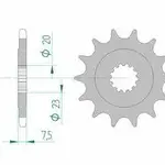 Pignon AFAM 14 dents acier type 22401 pas 520 SUZUKI DR 250 S