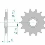 Pignon AFAM 12 dents acier type 22303 pas 520 BETA ALP 200