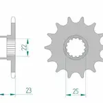 Pignon AFAM 14 dents acier type 58500 pas 520 GILERA 350 Dakota